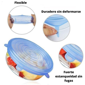 Tapa de Silicona para alimentos -Elástica Reutilizable Hermética